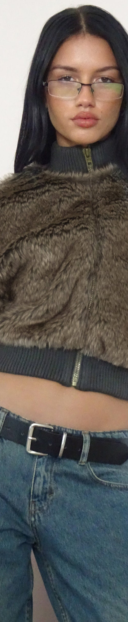 Image of Lovina Jacket in Brown Faux Fur
