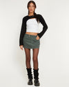 Image of Low Rise Mini Skirt in Cord Forest Green