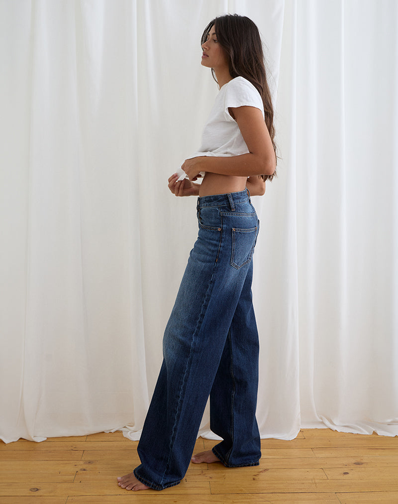 Dark Blue Low Rise Straight Leg Parallel Denim Jeans | Low Rise ...