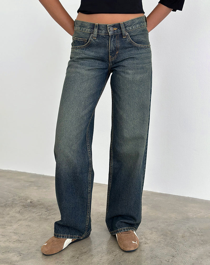 Dirty Green Low Rise Straight Leg Jeans | Parallel – motelrocks-com-aus