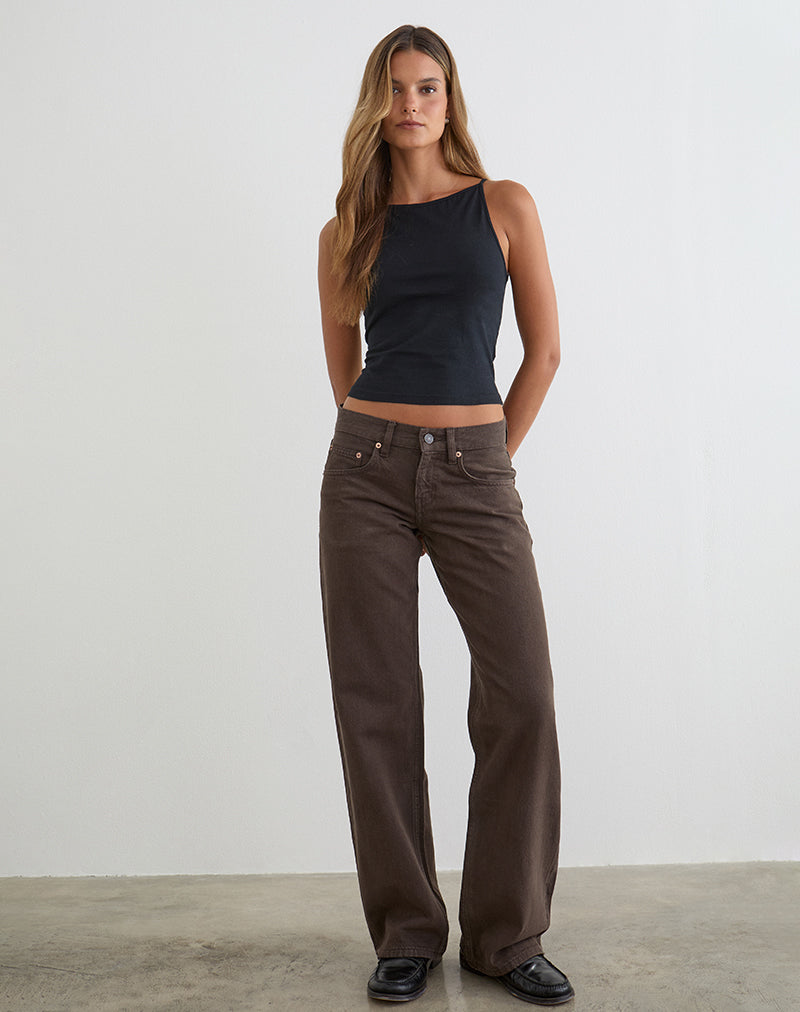 Image of Low Rise Parallel Jeans in Dark Chocolate