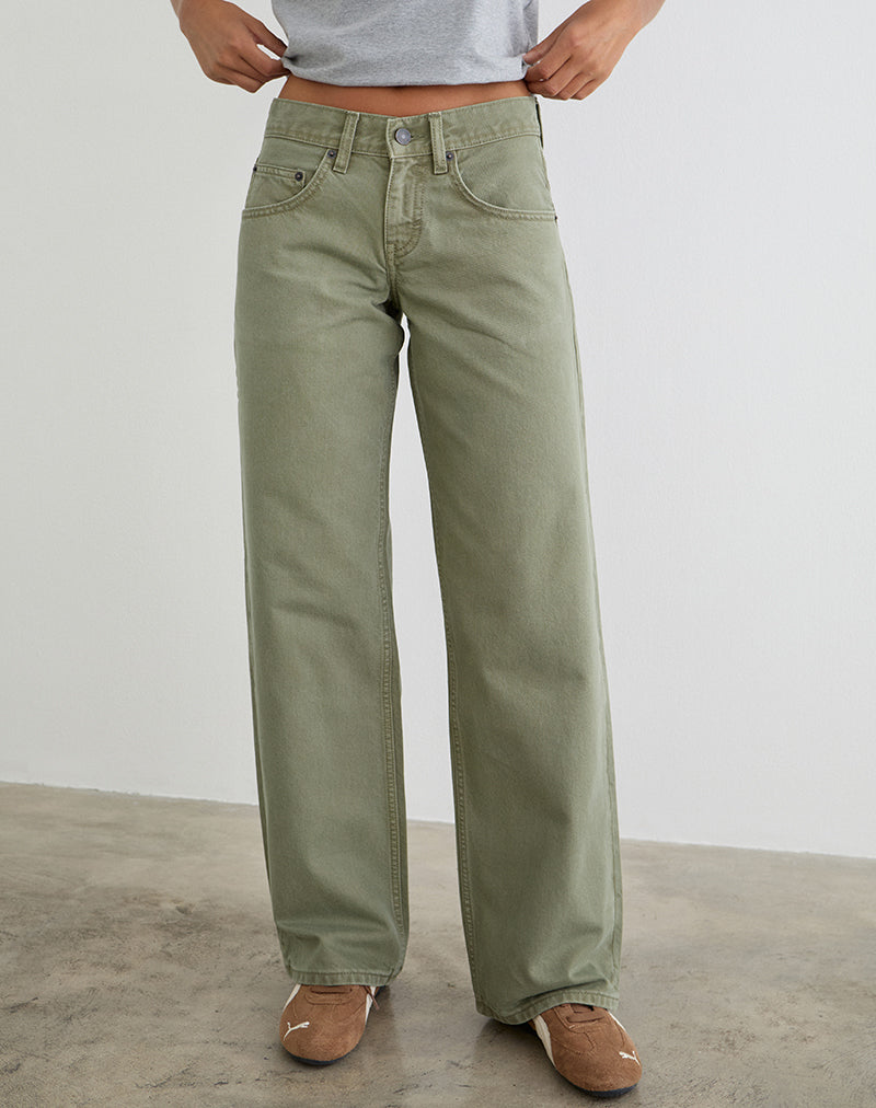 Low Rise Parallel Jeans in Fern Green