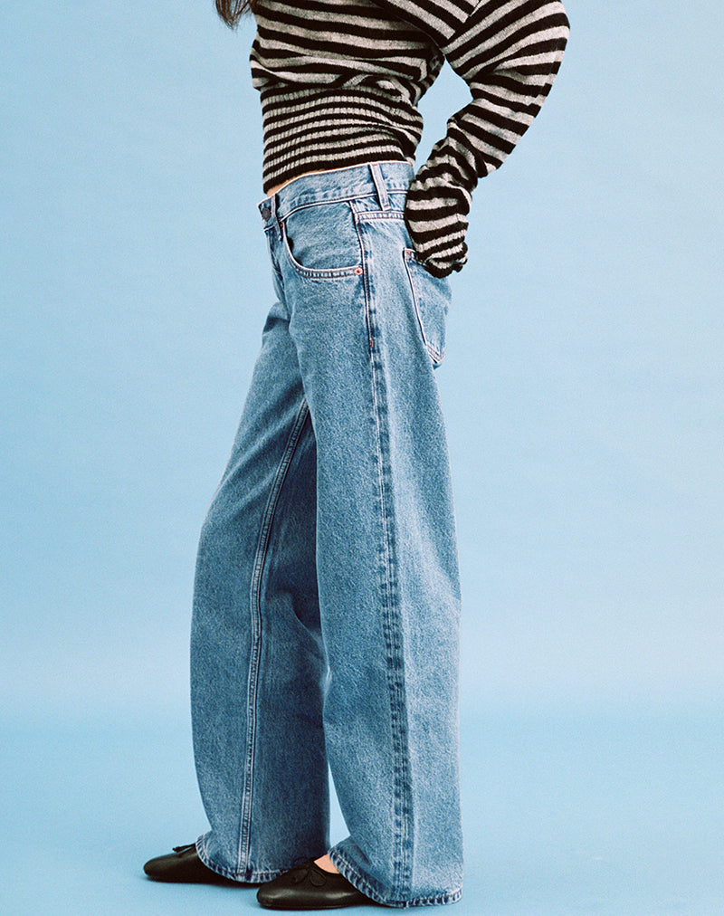 Image of Low Rise Parallel Jeans in Blue Stone