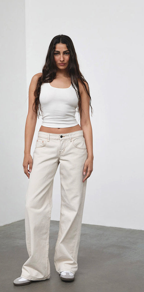 Image of Low Rise Parallel Jeans in Off White
