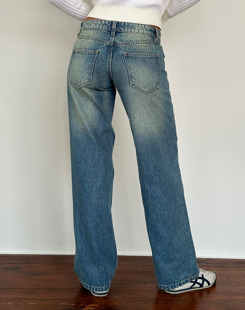Image of Low Rise Parallel Jean in Sea Green