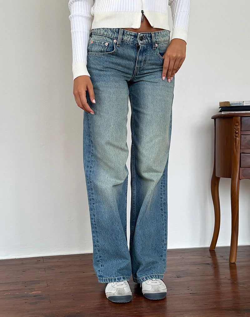 Image of Low Rise Parallel Jean in Sea Green