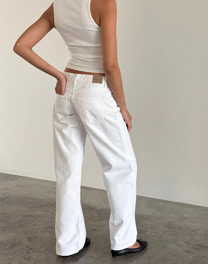 Low Rise Parallel Jeans in True White