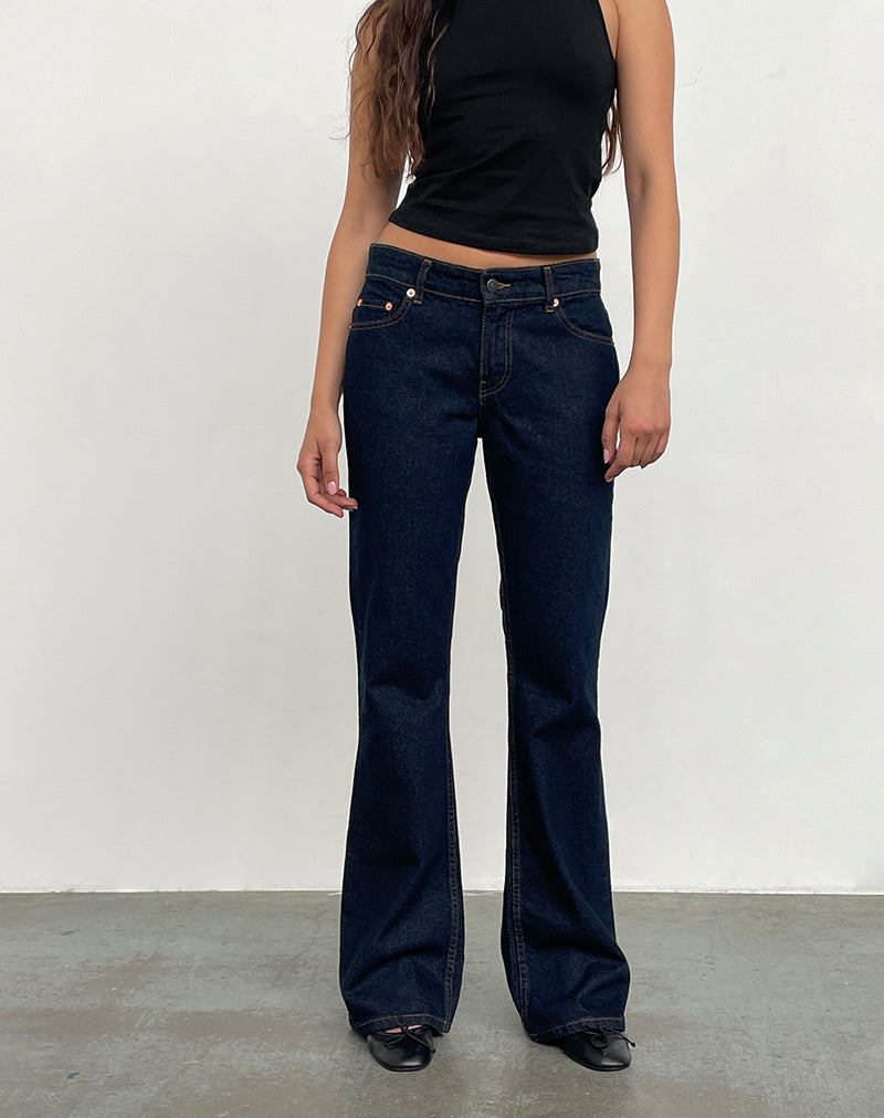 Rigid Low Rise Flare Jeans In Indigo