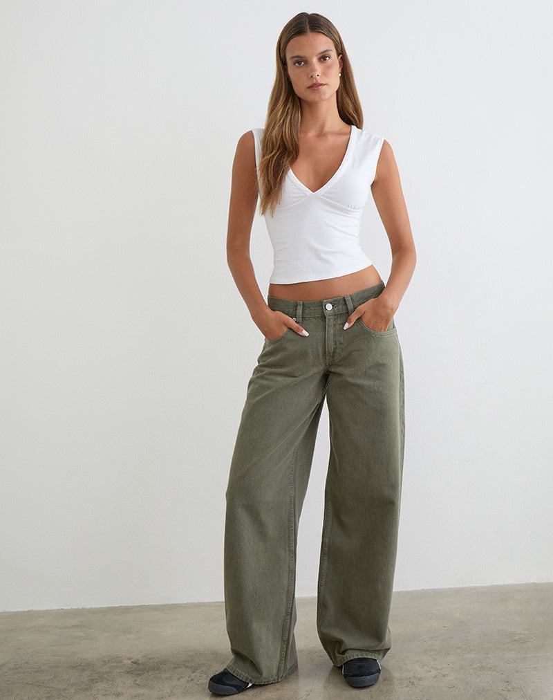 Image of Low Rise Roomy Jeans in Olivine