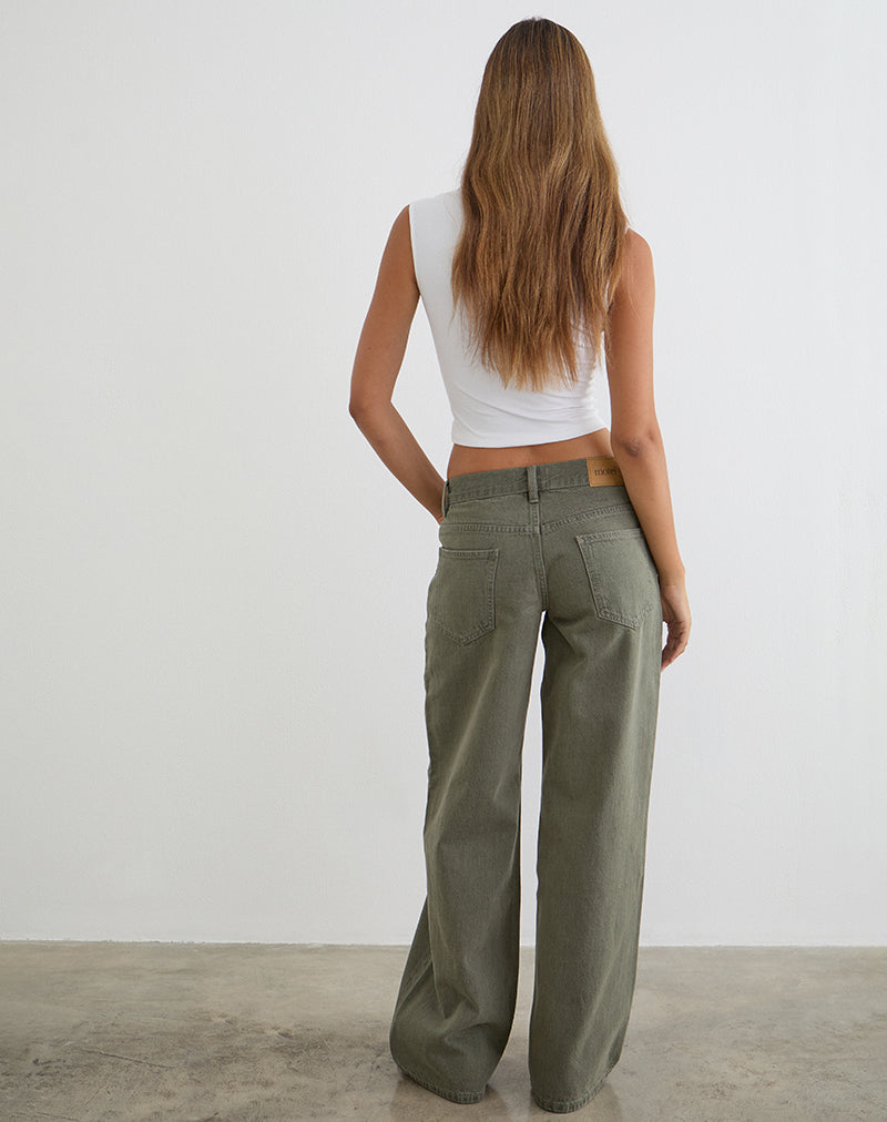 Image of Low Rise Roomy Jeans in Olivine