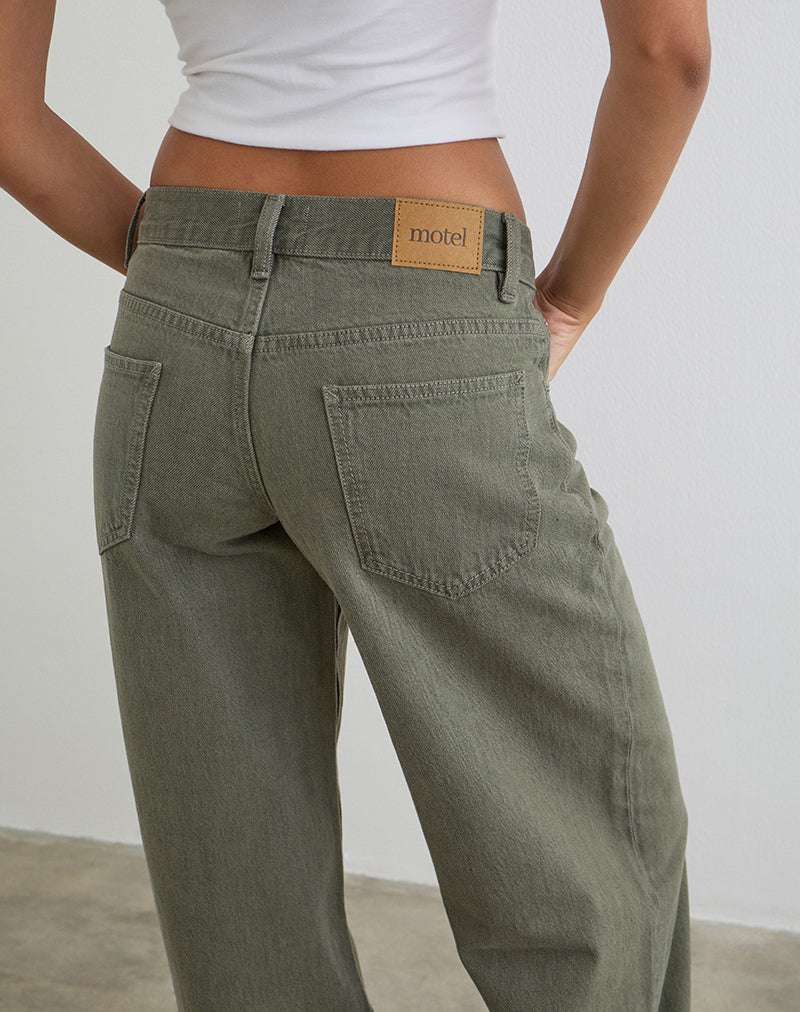 Image of Low Rise Roomy Jeans in Olivine