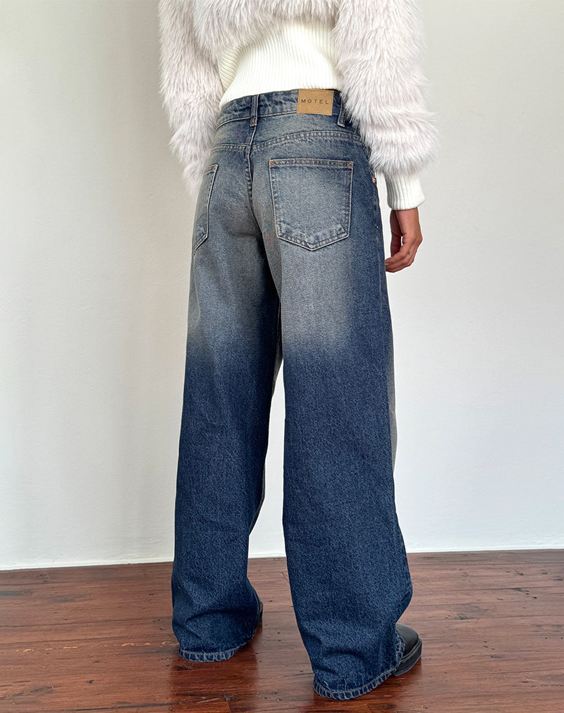 Image of Roomy Extra Wide Low Rise Jeans in Amber Wash