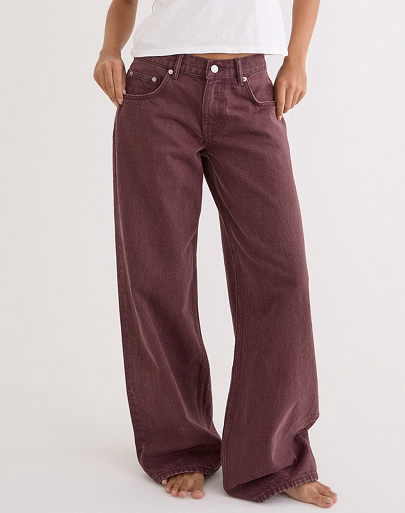 Low Rise Roomy Jeans in Burgundy