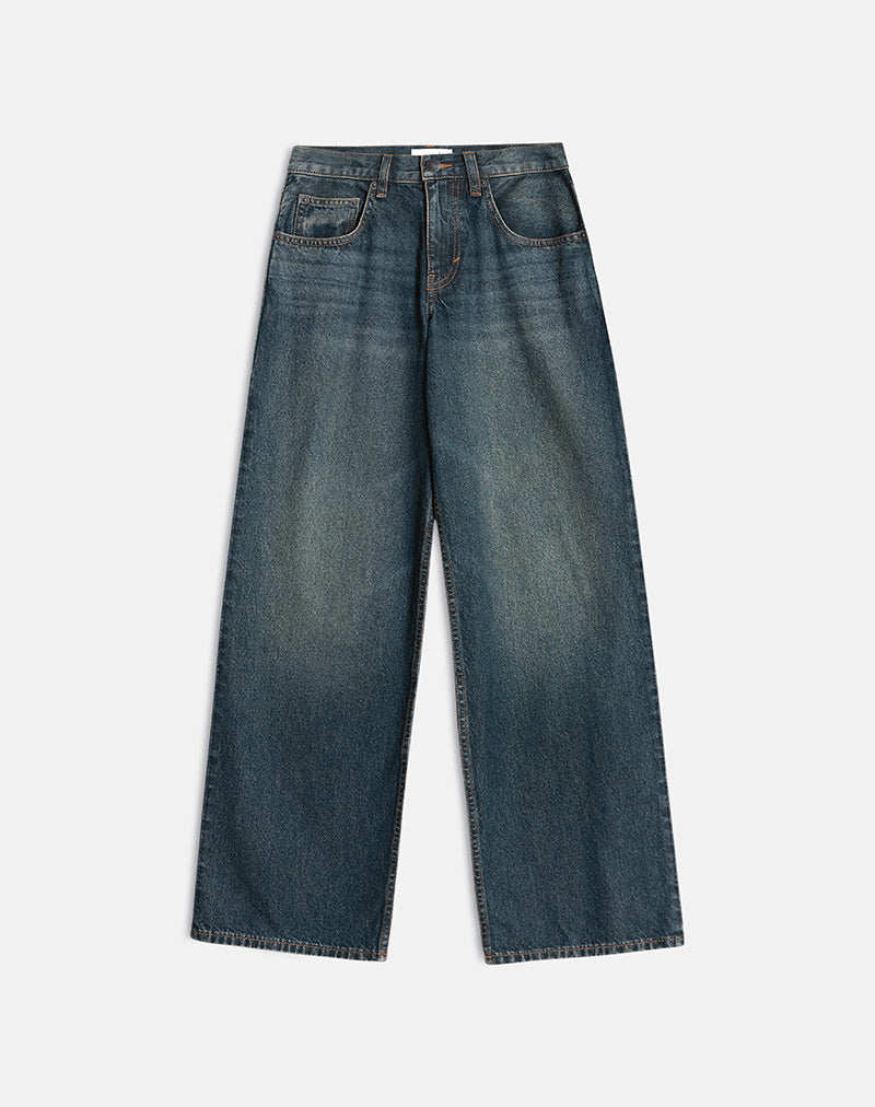 Image of Low Rise Roomy Jeans in Dirty Green