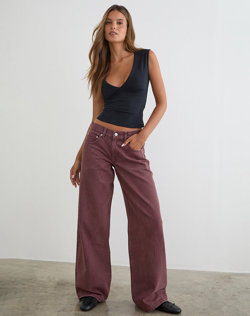 Image of Low Rise Roomy Jeans in Burgundy