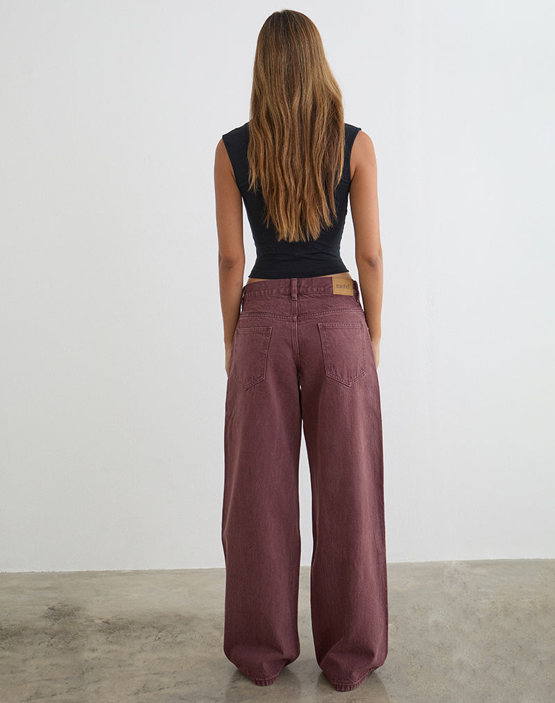Image of Low Rise Roomy Jeans in Burgundy