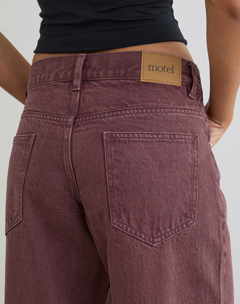 Image of Low Rise Roomy Jeans in Burgundy