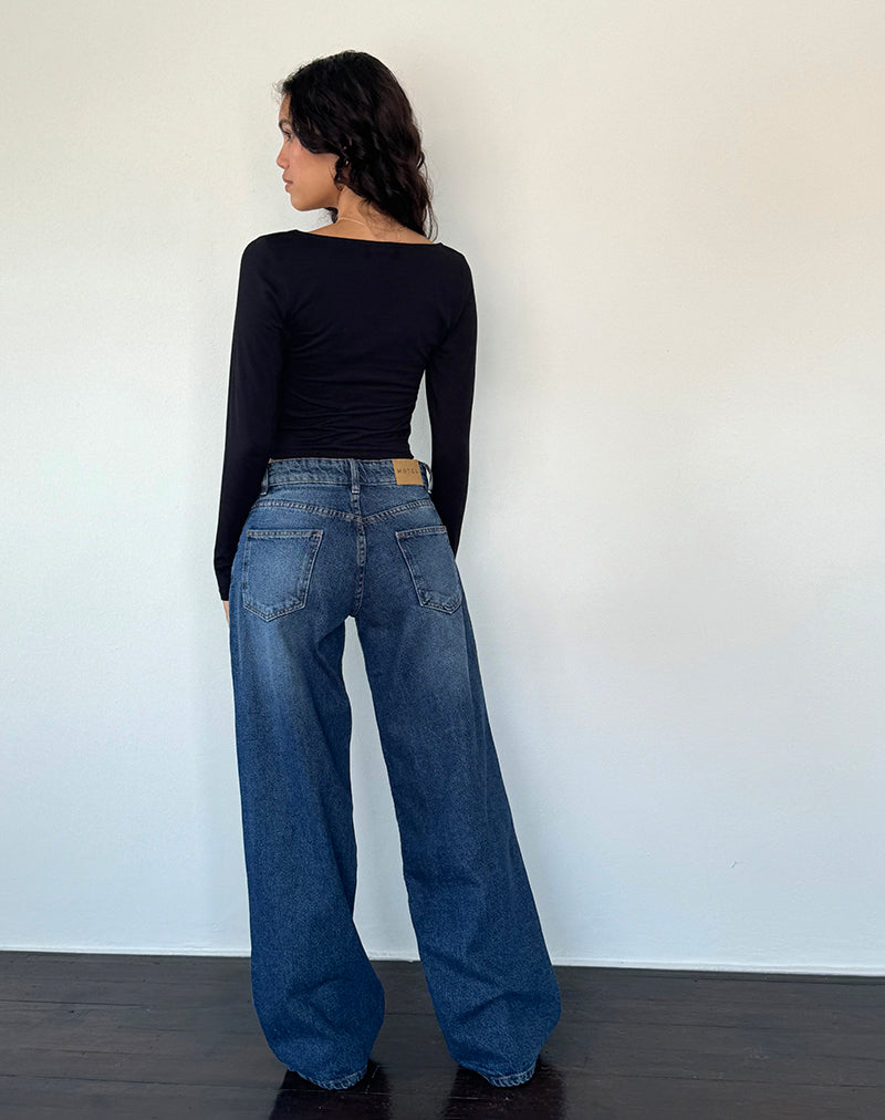 Image of Roomy Extra Wide Low Rise Jean in College Blue
