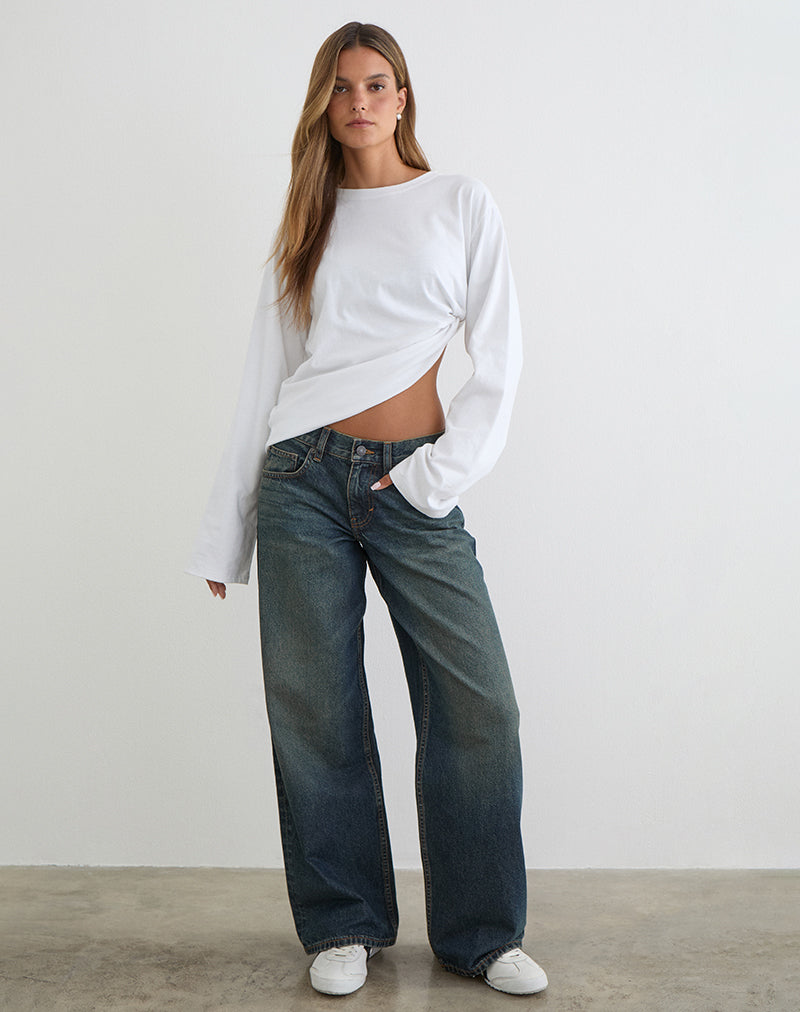 Image of Low Rise Roomy Jeans in Dirty Green