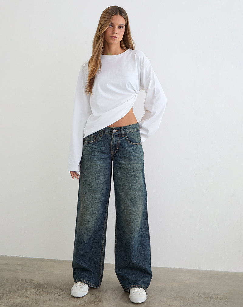 Image of Low Rise Roomy Jeans in Dirty Green