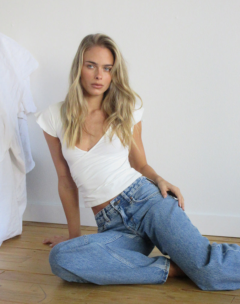 Low Rise Roomy Jeans in Blue Stone