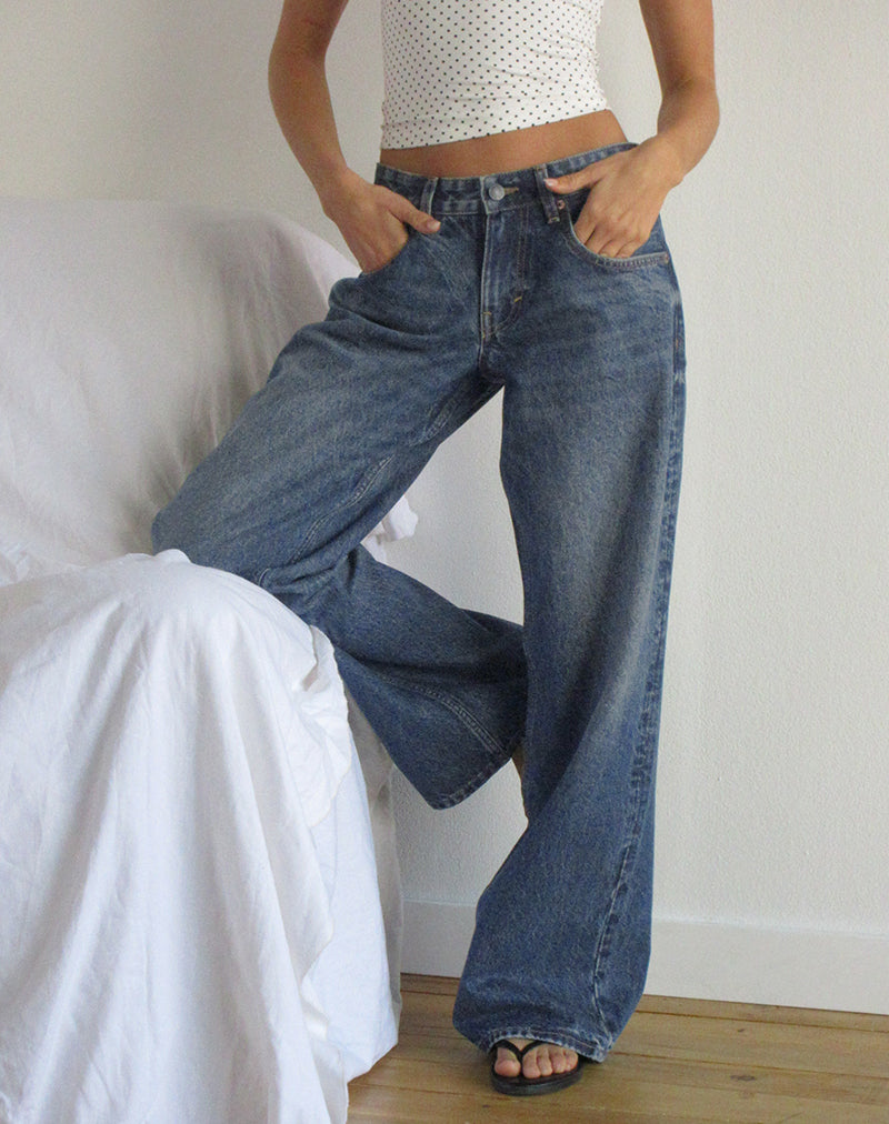 Low Rise Roomy Jeans in Steel Blue