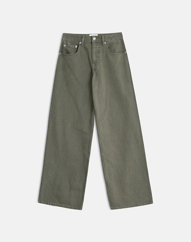 Image of Low Rise Roomy Jeans in Olivine