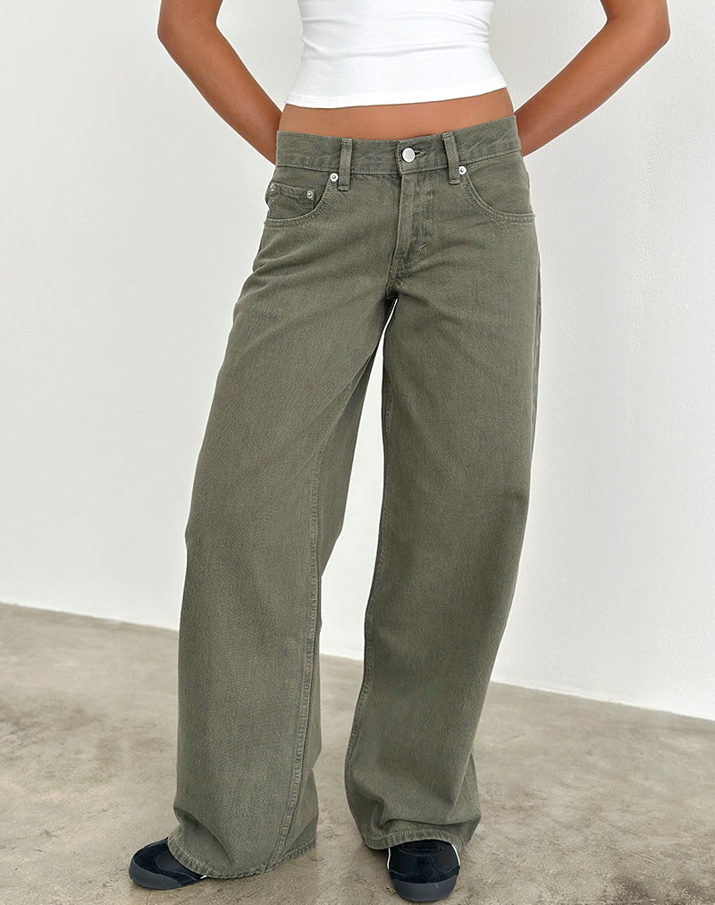 Low Rise Roomy Jeans in Olivine