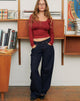 Image of Low Rise Roomy Jeans in Indigo with Red Stitch
