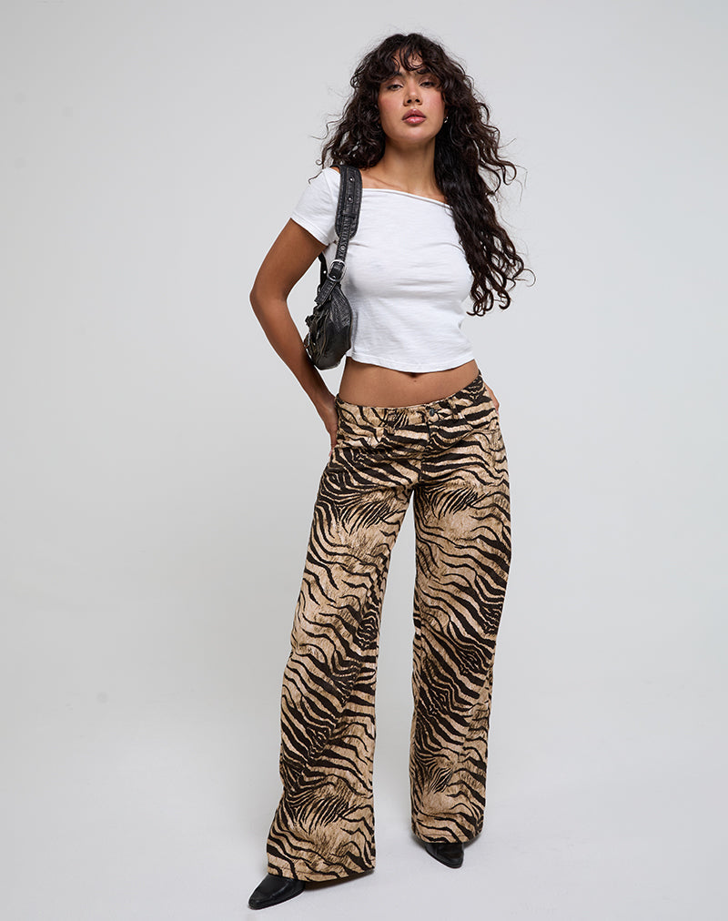 Low Rise Roomy Trousers in Wild Animal Print