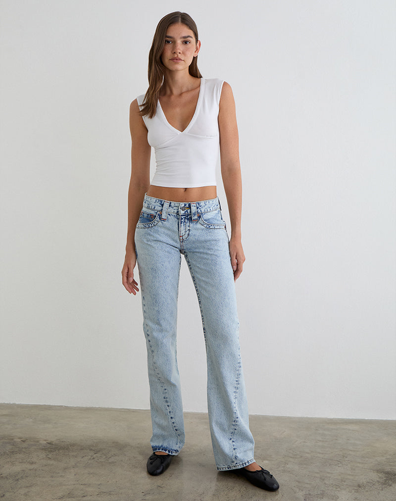 Image of Low Rise Twisted Seam Jeans in 80's Blue Wash