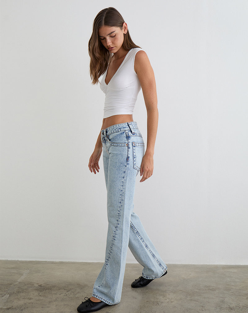 Low Rise Twisted Seam Jeans in 80's Blue Wash