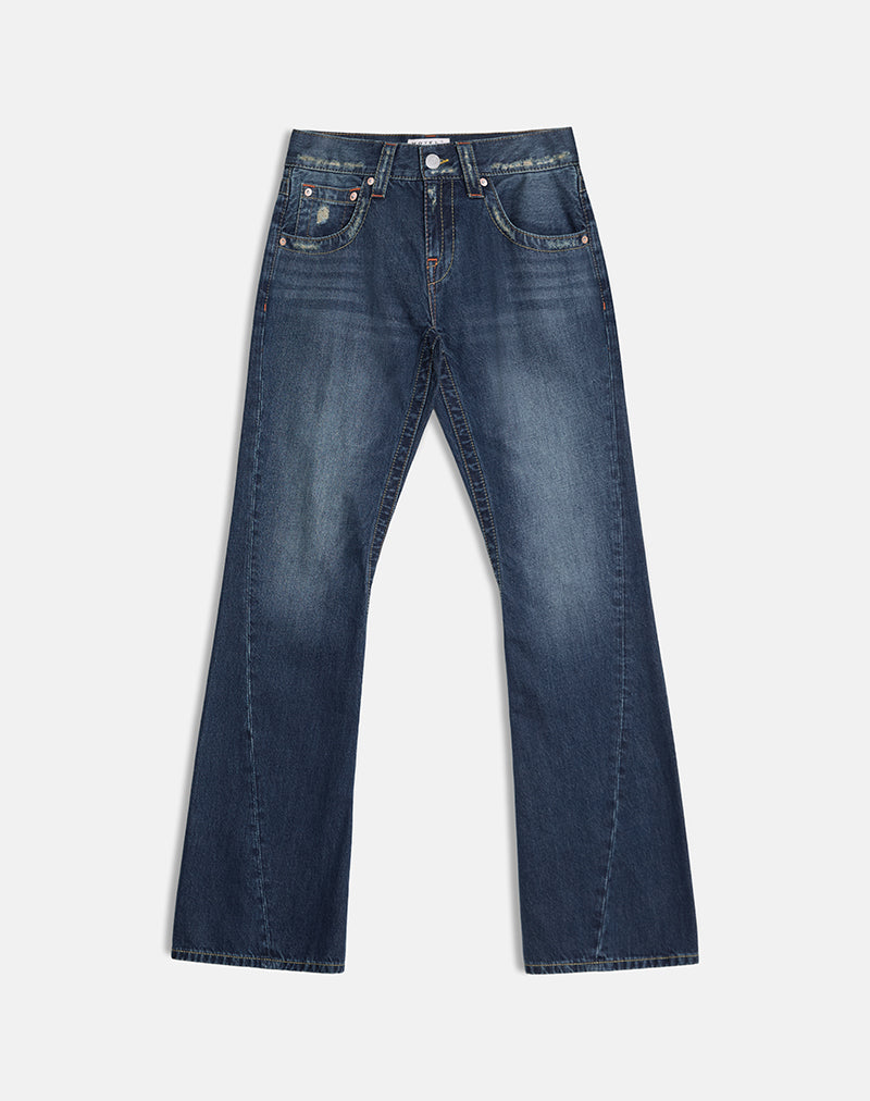 Image of Low Rise Twisted Seam Jeans In Mid Blue Tint