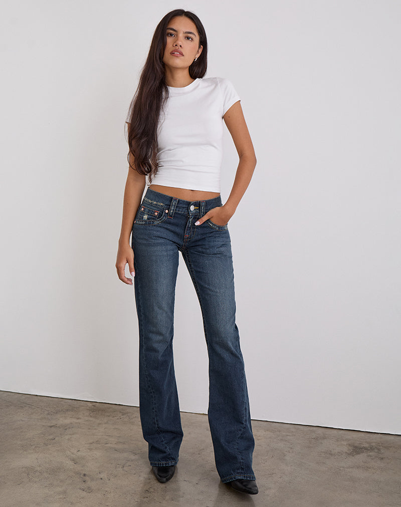 Image of Low Rise Twisted Seam Jeans In Mid Blue Tint