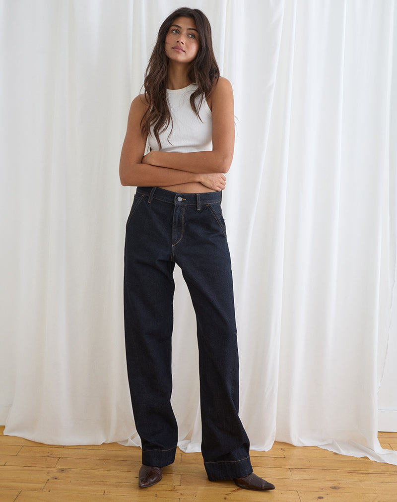 Image of Low Rise Cinch Twisted Seam Jean in Indigo