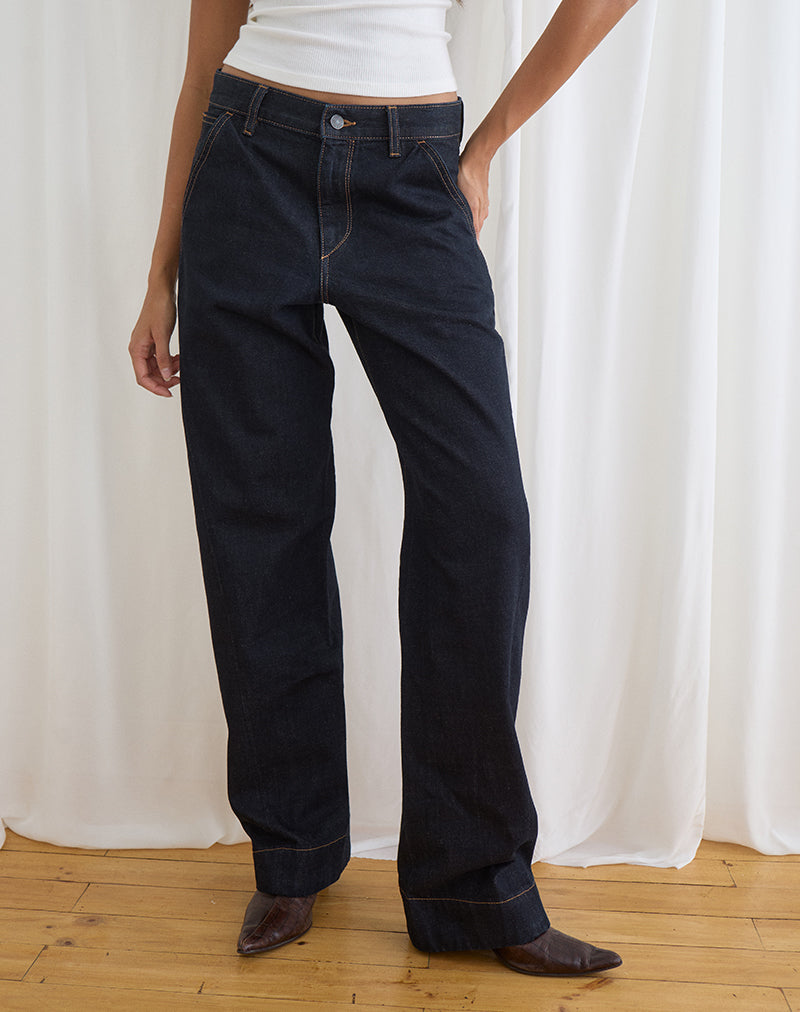 Image of Low Rise Cinch Twisted Seam Jean in Indigo
