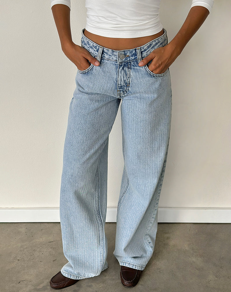 Low Rise Roomy Jeans in Stripe 80s Light Blue Wash