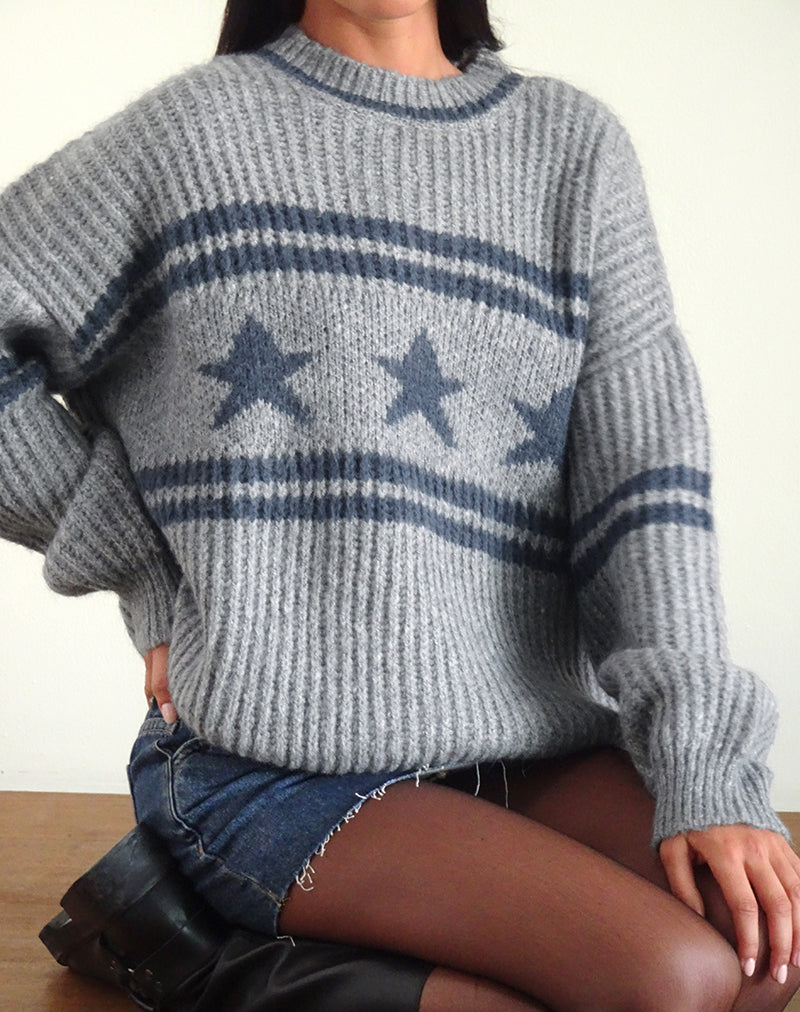 Image of Lulees Jumper in Star Stripe Grey