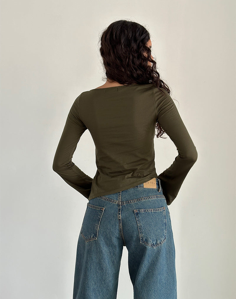 Image of Lunica Top in Tissue Jersey Olive