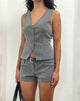 Image of Luno Button Front Vest Top in Pinstripe Grey