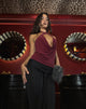 Image of Effy Tie Side Cupro Capri in Black