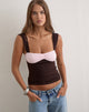 Image of Lure Top in Lure Top in Rayon Jersey Bitter Chocolate and Pink