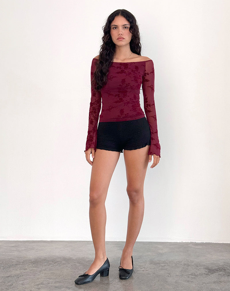 Lutana Top in Botanical Flower Maroon