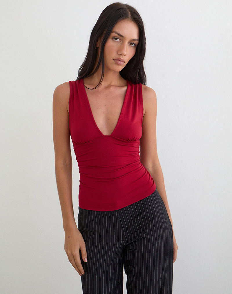Image of Lycia Plunge Top in Adrenaline Red
