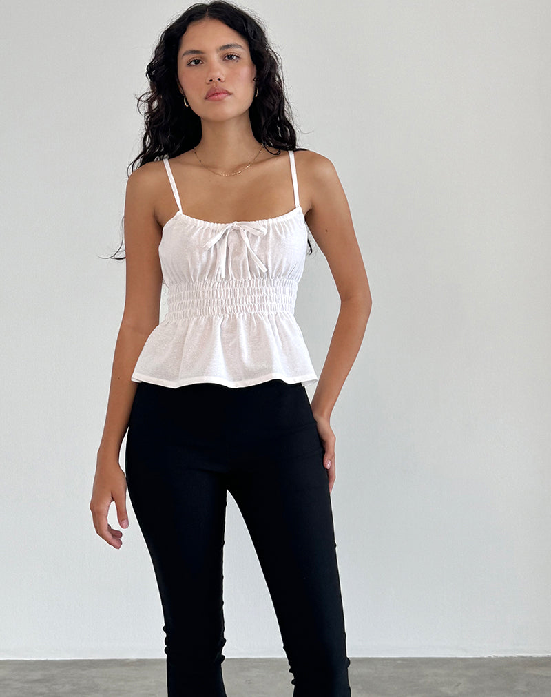 image of Lyncia Tie Front Cami Top in Off White