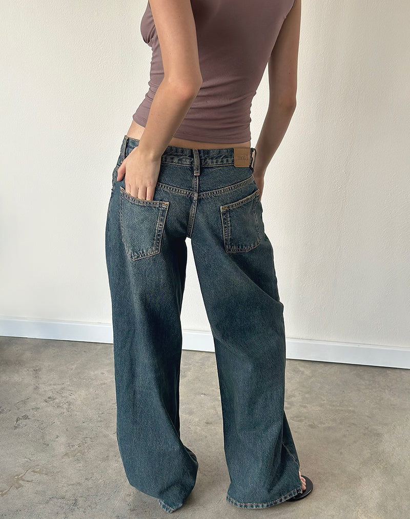 Image of Low Rise Roomy Jeans in Dirty Green