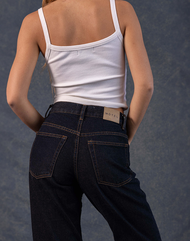 Image of Mid Rise Awkward Parallel Jeans in Indigo