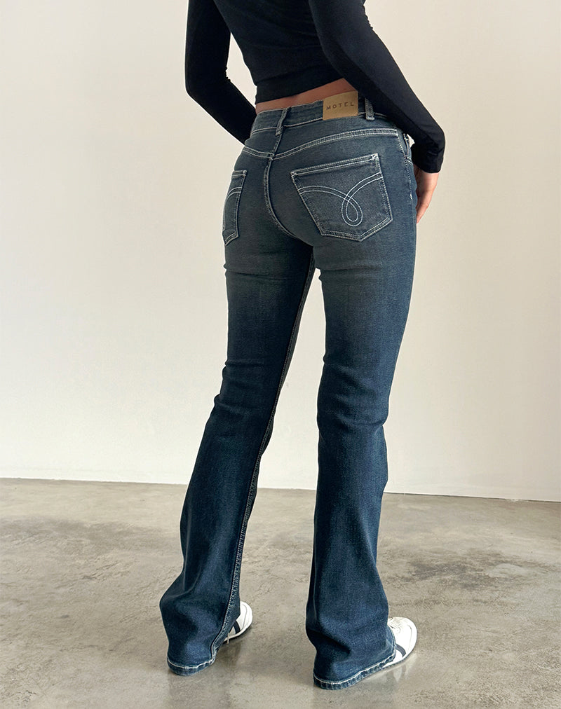 Image of Low Rise Bootleg Jeans in Heavy Stitch Vintage Indigo