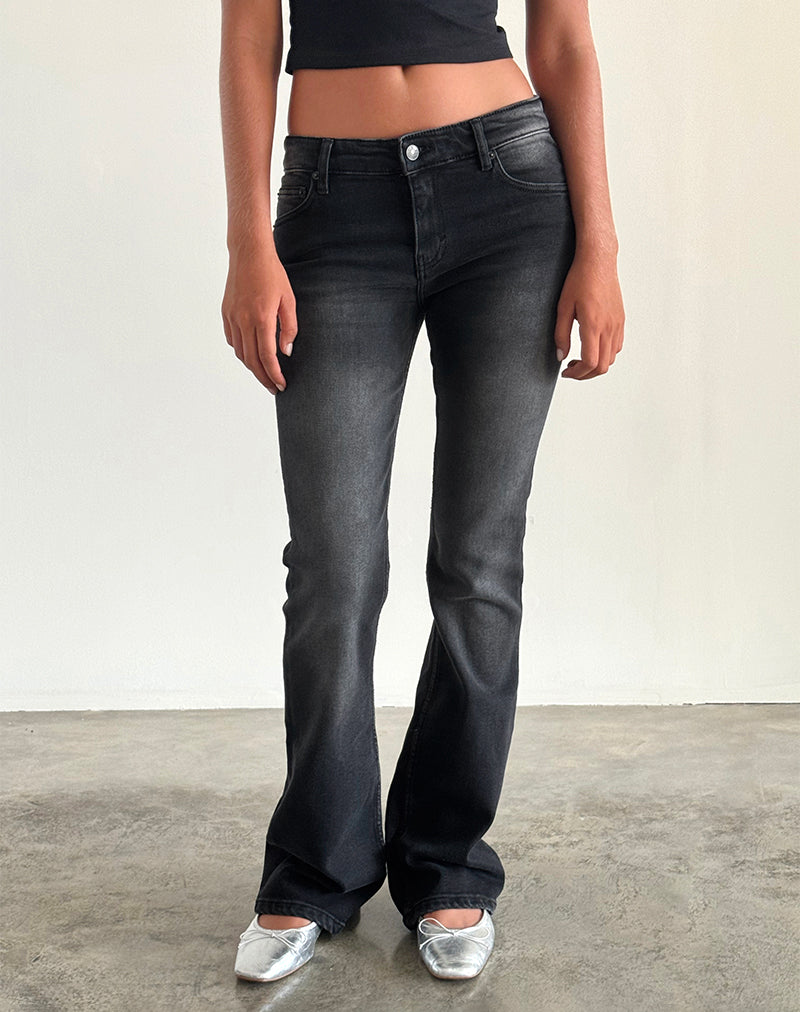 Low Rise Flared Jeans in Extreme Black