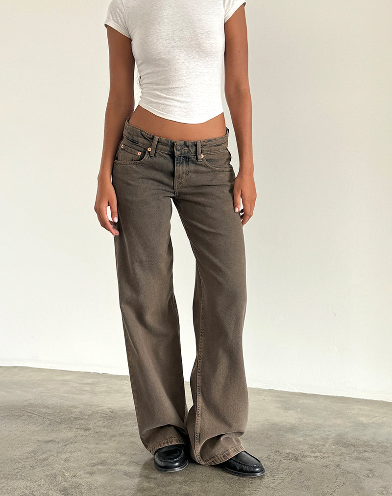 Image of Low Rise Parallel Jeans in Dark Sand